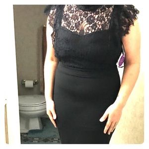 Shariah Black Lace Illusion Dress
